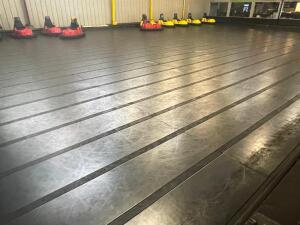 APPROX. 24,000 LBS. OF 8' X 21" 1/8" THICK STEAL COURT PANELS FOR BUMPER CARTS.