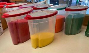 (8) ASSORTED RUBBERMAID CONTAINERS OF COLORED SPRINKLES