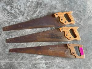 (3) 24" WOODEN HANDLE SAW