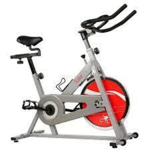 DESCRIPTION: (1) INDOOR CYCLING BIKE BRAND/MODEL: SUNNY HEALTH AND FITNESS #SF-B901 INFORMATION: RED RETAIL$: $299.99 SIZE: 46.5"L x 18"W x 46"H QTY: