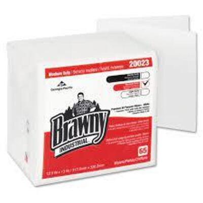 DESCRIPTION: (5) PACKS OF (65) DRY WIPES BRAND/MODEL: BRAWNY #4ACU3 INFORMATION: WHITE RETAIL$: $12.00 EA SIZE: 12X13 QTY: 5