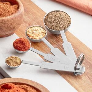 DESCRIPTION: (4) MEASURING SPOON SET BRAND/MODEL: CRESTWARE #21D739 INFORMATION: STAINLESS RETAIL$: $10.00 EA QTY: 4