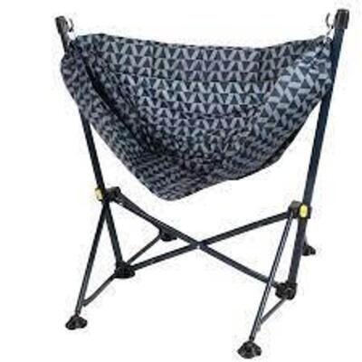 DESCRIPTION: (1) FOLDING HAMMOCK CHAIR WITH PADDED SEAT BRAND/MODEL: OZARK TRAIL INFORMATION: BLUE RETAIL$: $35.00 EA SIZE: 38.00 x 33.00 x 37.00 QTY: