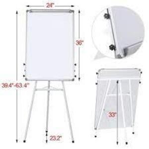 DESCRIPTION: (1) EASEL WHITEBOARD WITH MAGNETIC TRIPOD BRAND/MODEL: YAHEETECH #591624 WHITE INFORMATION: WHITE RETAIL$: $72.99 EA SIZE: 36X24 QTY: 1