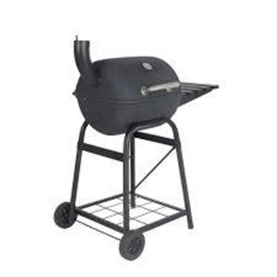 DESCRIPTION: (1) MINI BARREL CHARCOAL GRILL WITH SIDE SHELF RACK BRAND/MODEL: REVOACE #CBC1760W INFORMATION: BLACK RETAIL$: $60.00 EA SIZE: 26" QTY: 1