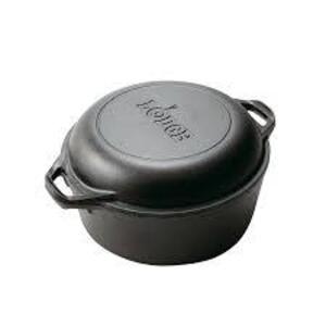 DESCRIPTION: (1) CAST IRON DUTCH OVEN BRAND/MODEL: LODGE INFORMATION: BLACK RETAIL$: $44.99 EA SIZE: 5QT QTY: 1