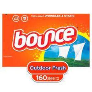 DESCRIPTION: (2) BOXES OF FABRIC SOFTENER DRYER SHEETS BRAND/MODEL: BOUNCE INFORMATION: FRESH SCENT RETAIL$: $8.00 EA SIZE: 160 SHEETS QTY: 2