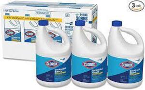 DESCRIPTION: (2) PACKS OF (3) BOTTLES OF GERMICIDAL BLEACH BRAND/MODEL: CLOROX #30966 RETAIL$: $24.06 EA SIZE: 1 GALLON QTY: 2