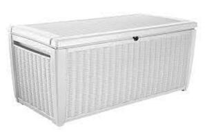 DESCRIPTION: (1) OUTDOOR STORAGE BOX BRAND/MODEL: KETER CAPRI INFORMATION: WHITE RETAIL$: $130.00 SIZE: 80 GAL QTY: 1