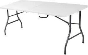 DESCRIPTION: (1) FOLDING TABLE BRAND/MODEL: ULINE #H-2750FIH-W INFORMATION: WHITE RETAIL$: $100.00 SIZE: 6 FT QTY: 1