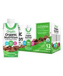 DESCRIPTION: (1) CASE OF (3) (4) PACKS OF NUTRITION SHAKE BRAND/MODEL: ORGAIN INFORMATION: CHOCOLATE FUDGE RETAIL$: $30.00 SIZE: 11 FL OZ QTY: 1