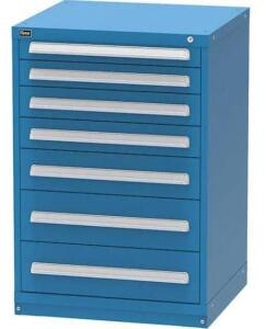 DESCRIPTION: (1) MODULAR STORAGE CABINET BRAND/MODEL: VIDMAR/XRP2102ALBB INFORMATION: BRIGHT BLUE/7-DRAWERS/COMPARTMENTS BINS, MUST COME INTO INSPECT