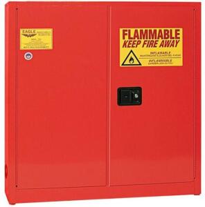 DESCRIPTION: (1) LIQUID SAFETY CABINET BRAND/MODEL: EAGLE/1947X INFORMATION: RED/LEAKPROOF/SHELF CAPACITY: 350 LBS RETAIL$: 1,134.40 SIZE: 12"D X 44"H