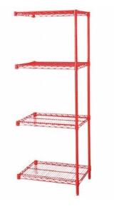 DESCRIPTION: (1) WIRE SHELVING UNIT BRAND/MODEL: GRAINGER/5GPW9 INFORMATION: RED/4-SHELVES SIZE: 63"H X 72"W X 24"D QTY: 1