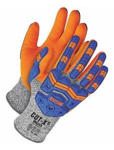 DESCRIPTION: (3) COATED GLOVES BRAND/MODEL: BDG/99-1-9791-9 INFORMATION: ORANGE & BLUE/SEAMLESS KNIT RETAIL$: 20.46 EACH SIZE: LARGE QTY: 3