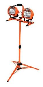 DESCRIPTION: (1) TWIN TRIPOD WORK LIGHT BRAND/MODEL: COLEMAN/L1719 INFORMATION: 500WATT/2-IN-1/LUMENS: 8000 IM RETAIL$: 52.86 SIZE: 8.5"L X 15"W X 42"