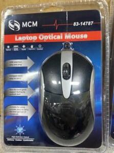 DESCRIPTION: (5) LAPTOP OPTICAL MOUSE BRAND/MODEL: MCM/83-14787 INFORMATION: BLACK & GRAY/RETRACTABLE USB QTY: 6