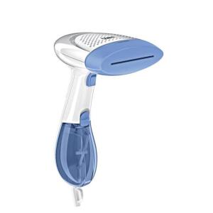 DESCRIPTION: (1) CONAIR FABRIC STEAMER BRAND/MODEL: CONAIR/GS237 INFORMATION: WHITE & BLUE/DUAL HEAT RETAIL$: 29.44 SIZE: 5.75"L X 7.75"W X 12.88"H QT