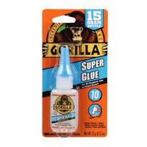 DESCRIPTION: (4) SUPER GLUE BRAND/MODEL: GORILLA RETAIL$: $5.09 EA SIZE: 15 G QTY: 4