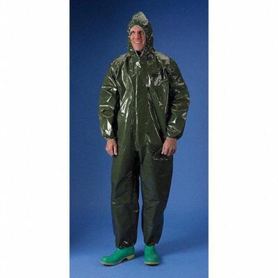 DESCRIPTION: (3) HOODED CHEMICAL RESISTANT COVERALLS BRAND/MODEL: LAKELAND #6EHX7 INFORMATION: GREEN RETAIL$: $130.00 TOTAL SIZE: XL QTY: 3