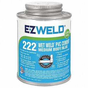 DESCRIPTION: (4) BLUE SOLVENT CEMENT BRAND/MODEL: EZ WELD #5E530 RETAIL$: $4.61 EA SIZE: 8 FL OZ QTY: 4