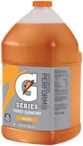 DESCRIPTION: (2) ORANGE SPORTS DRINK BRAND/MODEL: GATORADE #5737517 INFORMATION: ORANGE RETAIL$: $17.17 EA SIZE: 1 GALLON QTY: 2