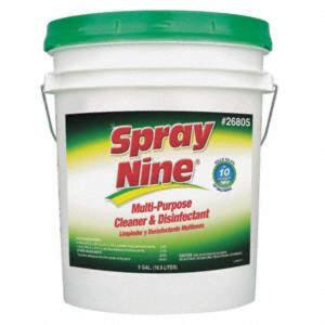 DESCRIPTION: (1) CLEANER DISINFECTANT BRAND/MODEL: SPRAY NINE #36P447 RETAIL$: $104.56 SIZE: 5 GALLON QTY: 1