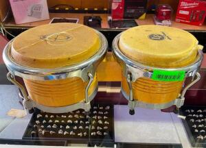 GP PERCUSSION PRO SERIES HICKORY TUNABLE BONGOS (DAMAGED, SEE PHOTOS)