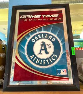 24" X 32" FRAMED "OAKLAND ATHLETICS" GAMETIME BUDWEISER DECOR