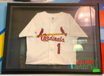 ST. LOUIS CARDINALS "OZZIE SMITH" FRAMED JERSEY