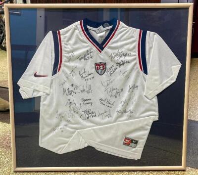 FRAMED 1985 UNITED STATES WOMENS NATIONAL TEAM SIGNED JERSEY