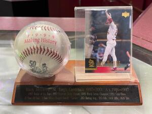 MARK MCGWIRE "MAKING HISTORY" CAREER HIGHLIGHTS BALL / CARD / DISPLAY