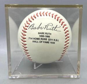 BABE RUTH 1895-1995 COMMEMORATIVE 100TH ANIVERSARY BASEBALL W/ REPLICA SIGNATURE