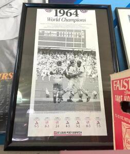 ST. LOUIS POST DISPATCH "1964 WORLD CHAMPIONS" CARDINALS FRAMED POSTER