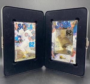 24K GOLD LIMITED EDITION SAMMY SOSA 62 HOME RUN RECORD COMMEMORATIVE BASEBALL CARD SET