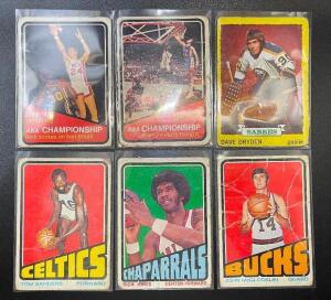 (6) - PC. VINTAGE BASKETBALL AND HOCKEY TRADING CARD SET WITH ADDITIONAL VINTAGE BASEBALL CHECKLISTS