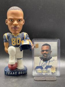 ISSAC BRUCE SIGNED ROOKIE CARD WITH BOBBLE HEAD