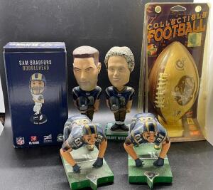 LARGE ASSORTMENT OF RAMS BOBBLE HEADS AND MINI FIGURINES