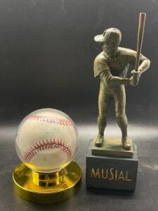 STAN MUSIAL SIGNED BASEBALL AND MINTURE SET