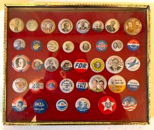 FRAMED PRESIDENTIAL PIN COLLECTION AS SHOWN