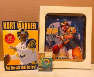 ASSORTED KURT WARNER STL RAMS MEMORABILIA AS SHOWN