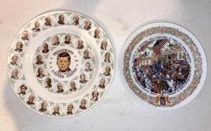 JOHN F. KENNEDY DECORATIVE PRESIDENTS PLATE AND LAFAYETTE MUSEUM PLATE
