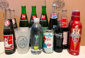 VARIOUS VINTAGE SODA AND BEER MEMORABILIA