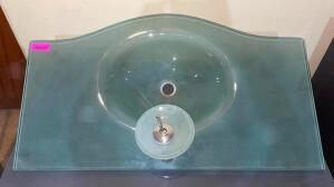 39" X 22" DECORATIVE GLASS VANITY TOP