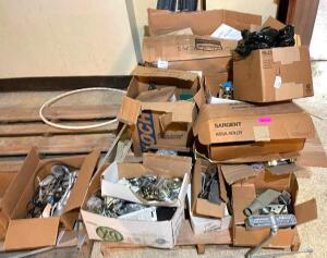 PALLET OF ASSORTED DOOR HARDWARE AND PARTS AS SHOWN