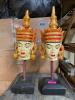 (2) 28" WOODEN DECORATIVE FIGURINES (TOP OF ONE FIGURINE IS BROKE, SEE PHOTOS) - 3