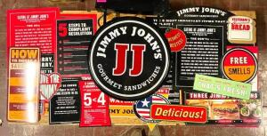 ASSORTED "JIMMY JOHNS" METAL SIGNS & LED SIGN AS SHOWN