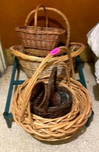 ASSORTED WOODEN WEAVE BASKETS AS SHOWN