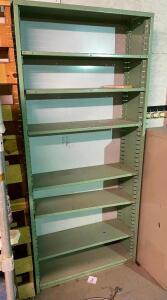 (2) 36" X 10" X 72" GREEN METAL SHELVES.