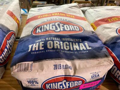 (2) 20 LB. BAGS OF KINGSFORD CHARCOAL.